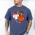 Cute Heart Baseball Basketball Football Valentine Boy Men Men's Comfort Colors T-Shirt Blue Jean