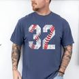 Distressed Baseball Number 32 Jersey Uniform Player Fan Men's Comfort Colors T-Shirt Blue Jean