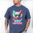 Drip Happens Baseball Ice Cream Bat And Ball With Sunglasses Men's Comfort Colors T-Shirt Blue Jean Drip Happens Baseball Ice Cream Bat And Ball With Sunglasses Men's Comfort Colors T-Shirt Blue Jean