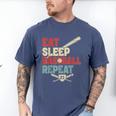 Eat Sleep Baseball Repeat Bat Ball Player Fan Men's Comfort Colors T-Shirt Blue Jean