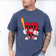 Heart Playing Baseball Valentines Day Men's Comfort Colors T-Shirt Blue Jean