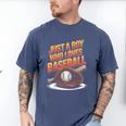Just A Boy Who Loves Baseball Player Kids Men's Comfort Colors T-Shirt Blue Jean