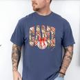 Leopard Checkered Game Day Baseball Coquette Bow Women Girls Men's Comfort Colors T-Shirt Blue Jean
