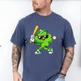 Lucky Shamrock Playing Baseball St Patrick's Kids Boys Men's Comfort Colors T-Shirt Blue Jean