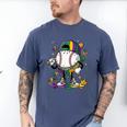 Mardi Gras Ice Cream Drip Baseball Carnival Party Mask Boys Men's Comfort Colors T-Shirt Blue Jean