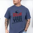 Run I Dare You Baseball Catcher Player Fan Men's Comfort Colors T-Shirt Blue Jean