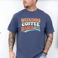 Weekends Coffee Baseball Retro Vibes Men's Comfort Colors T-Shirt Blue Jean