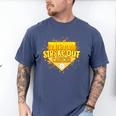 Strike Out Childhood Cancer Boys Baseball Drip Gold Ribbon Men's Comfort Colors T-Shirt Blue Jean Strike Out Childhood Cancer Boys Baseball Drip Gold Ribbon Men's Comfort Colors T-Shirt Blue Jean