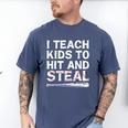 I Teach Kids To Hit And Steal Baseball Coach Sport Lover Men Men's Comfort Colors T-Shirt Blue Jean