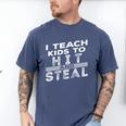 I Teach My Kids To Hit Steal Fun Softball Baseball Dad Coach Premium Men's Comfort Colors T-Shirt Blue Jean I Teach My Kids To Hit Steal Fun Softball Baseball Dad Coach Premium Men's Comfort Colors T-Shirt Blue Jean
