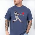 Valentines Baseball Batter Heart Player Silhouette Premium Tri-Blend Men's Comfort Colors T-Shirt Blue Jean
