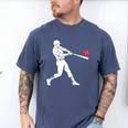 Valentines US Baseball Player Silhouette Heart Men's Comfort Colors T-Shirt Blue Jean