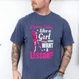 Women's Play Like A Girl Softball Baseball Girls Men's Comfort Colors T-Shirt Blue Jean