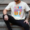 6 7 Mason Baseball Drip Number 67 Player Or 67th Birthday Men's Comfort Colors T-Shirt Ivory