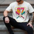 Baseball Ice Cream Drip Number 67 Player 67th Birthday Premium Tri-Blend Men's Comfort Colors T-Shirt Ivory Baseball Ice Cream Drip Number 67 Player 67th Birthday Premium Tri-Blend Men's Comfort Colors T-Shirt Ivory