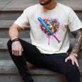 Camo Baseball Heart Drip Valentine Baseball Icecream Boys Men's Comfort Colors T-Shirt Ivory