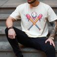 Dripping Pink Baseball Crossed Bats Summer Men's Comfort Colors T-Shirt Ivory