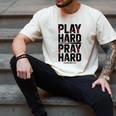 Play Hard Pray Hard Youth Boy Christian Baseball Jesus Men's Comfort Colors T-Shirt Ivory