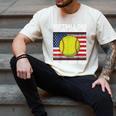 Softball Dad Like a Baseball Dad Father's Day USA Flag Men's Comfort Colors T-Shirt Ivory