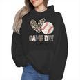 Baseball Game Day Vibes Baseball Mom Mama Leopard Cute Wmen Hoodie