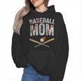 Baseball Mom Crossed Bats With Ball On Fire Distressed Wmen Hoodie
