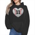 Baseball Number 11 Distressed Heart For Baseball Moms Wmen Hoodie Baseball Number 11 Distressed Heart For Baseball Moms Wmen Hoodie