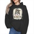 Bleached Messy Bun Game Day Vibes Baseball Mom Game Day Wmen Hoodie