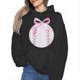 Coquette Baseball Mom Pink Bow Baseball Mama Wmen Hoodie Coquette Baseball Mom Pink Bow Baseball Mama Wmen Hoodie