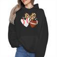 Football Baseball Heart Football Baseball Mom Wmen Hoodie