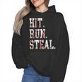Hit Run Steal Baseball Mom For Women Baseball Wmen Hoodie