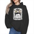 Leopard Messy Bun Mom Mother's Day Baseball Mommy Wmen Hoodie Leopard Messy Bun Mom Mother's Day Baseball Mommy Wmen Hoodie