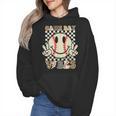 Women Kids Baseball Game Day Vibes Smile Baseball Mom Wmen Hoodie