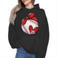 Womens Custom Baseball Mom Number 25 Heart For Mom Mommy Wmen Hoodie