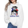 French Baseball Mom France Messy Bun Wmen Hoodie French Baseball Mom France Messy Bun Wmen Hoodie