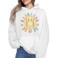Groovy Retro Floral Happy Smiling Face Baseball Mom Wmen Hoodie