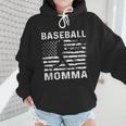Baseball Momma Mom USA Flag 4th Of July Wmen Hoodie
