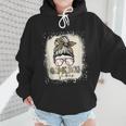 Bleached Messy Bun Game Day Vibes Baseball Mom Game Day Wmen Hoodie