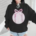Coquette Baseball Mom Pink Bow Baseball Mama Wmen Hoodie Coquette Baseball Mom Pink Bow Baseball Mama Wmen Hoodie