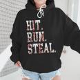 Hit Run Steal Baseball Mom For Women Baseball Wmen Hoodie