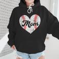 Mother's Day Distressed Heart Baseball Mom Mama Sport Fan Wmen Hoodie