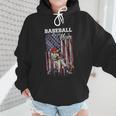 Vintage USA Flag Baseball Player Proud Baseball Mom Wmen Hoodie
