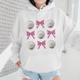 Baseball Boys Girls Baseball Mom Tee Pink Bow Baseball Wmen Hoodie