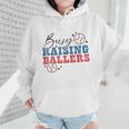Busy Raising Ballers Retro Groovy Baseball Mom Outfit Wmen Hoodie Busy Raising Ballers Retro Groovy Baseball Mom Outfit Wmen Hoodie