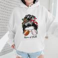 Football Mom Baseball Mom Of Both Messy Bun Mother's Day Premium Tri-Blend Wmen Hoodie