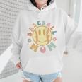 Groovy Retro Floral Happy Smiling Face Baseball Mom Wmen Hoodie