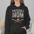 Baseball Mom Crossed Bats With Ball On Fire Distressed Wmen Hoodie