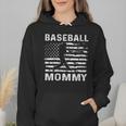 Baseball Mommy Mom USA Flag 4th Of July Wmen Hoodie