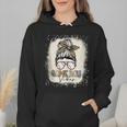 Bleached Messy Bun Game Day Vibes Baseball Mom Game Day Wmen Hoodie