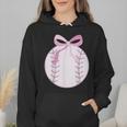 Coquette Baseball Mom Pink Bow Baseball Mama Wmen Hoodie Coquette Baseball Mom Pink Bow Baseball Mama Wmen Hoodie