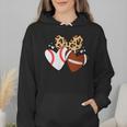 Football Baseball Heart Football Baseball Mom Wmen Hoodie